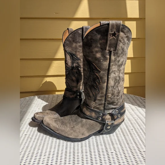 Roper Americana Eagle Leather Harness Cowgirl Western Boots 11 New Old Gringo - Picture 3 of 8